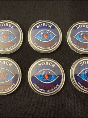 6 Sober Challenge Coin In Protective Holder - Mint Condition - Limited Edition
